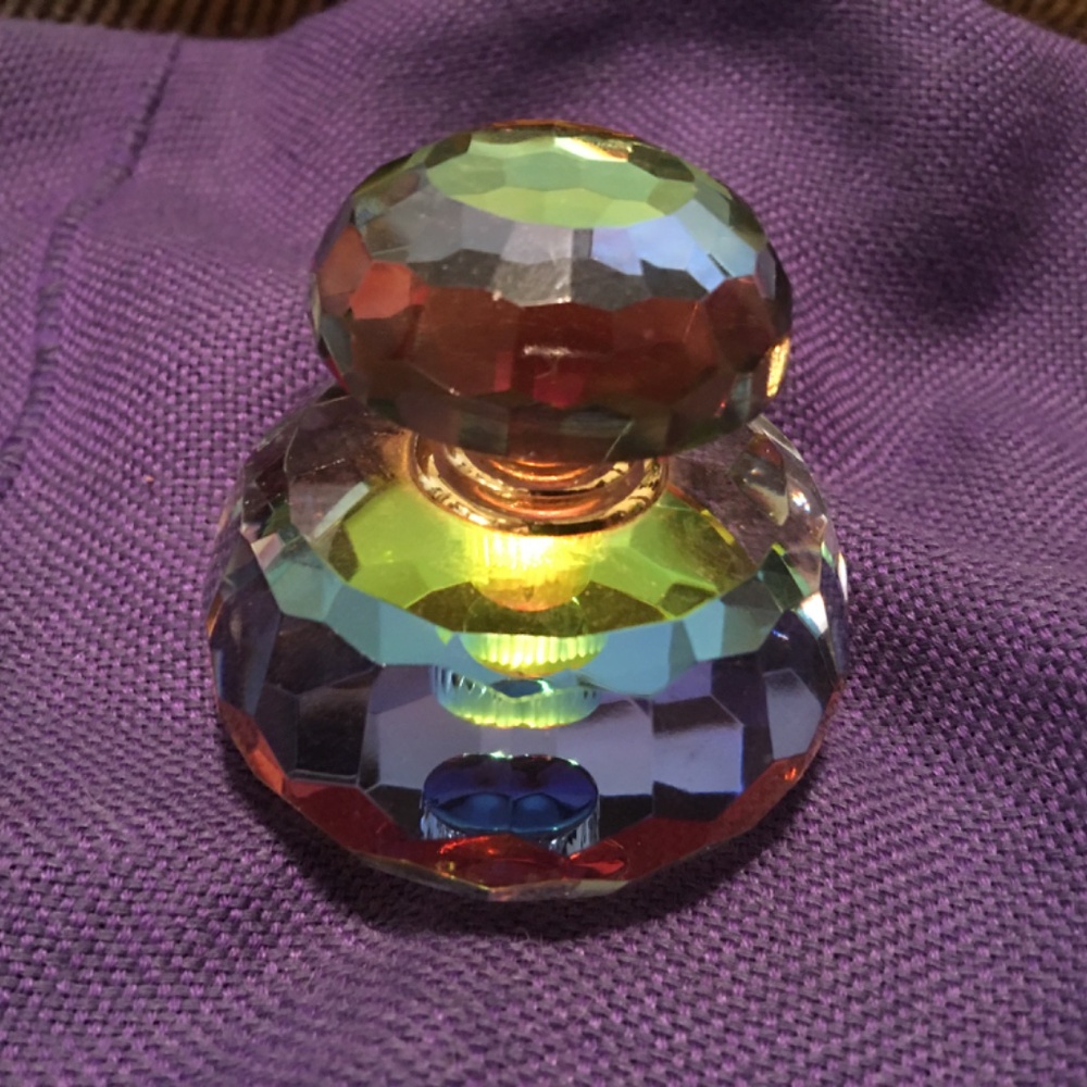 Fantastically Rainbow-casting Heavy Crystal Perfume Bottle - New.